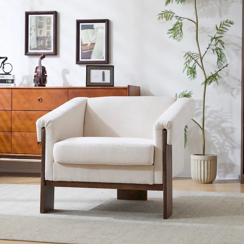 Mid-Century Modern PU Leather Accent Arm Chair Caramel