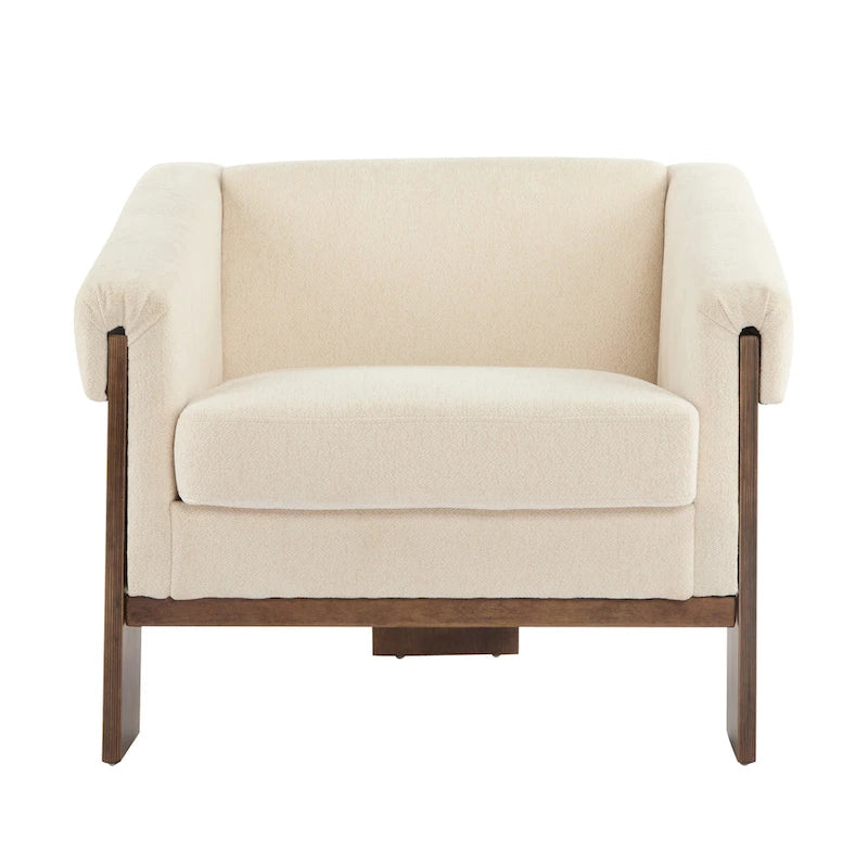 Mid-Century Modern PU Leather Accent Arm Chair Caramel