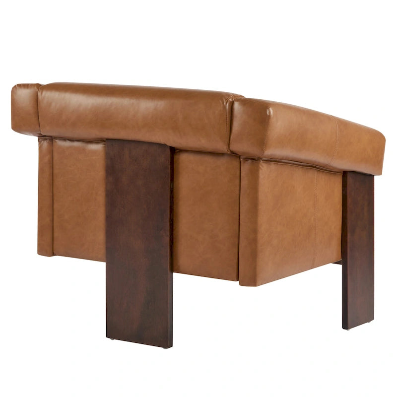 Mid-Century Modern PU Leather Accent Arm Chair Caramel