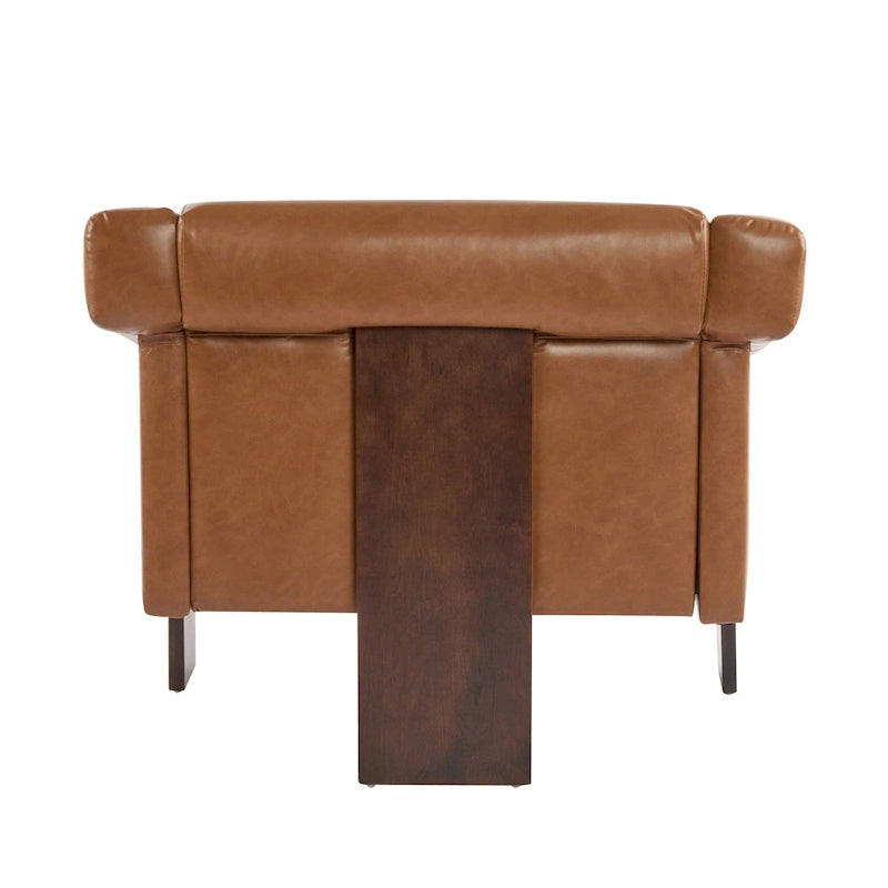 Mid-Century Modern PU Leather Accent Arm Chair Caramel