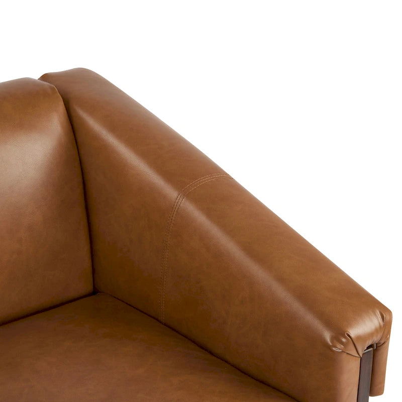 Mid-Century Modern PU Leather Accent Arm Chair Caramel
