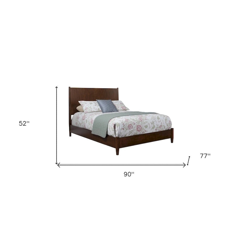 Brown Solid Mahogany Wood California King Platform Bed Frame