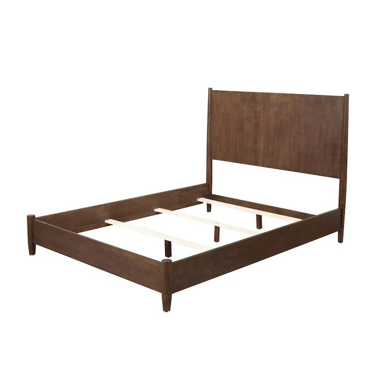 Brown Solid Mahogany Wood California King Platform Bed Frame