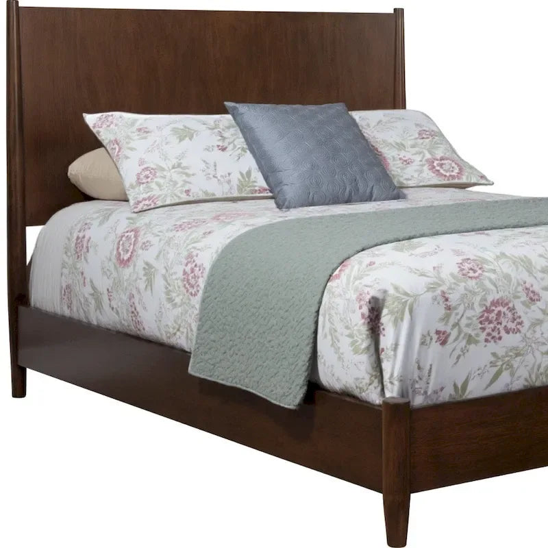 Brown Solid Mahogany Wood California King Platform Bed Frame