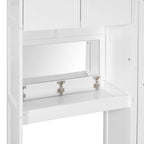 25 Inch Square Glass Top Accent Table with Marble Shelf Antique Gold