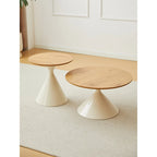 Modern Round Nesting Coffee Table Set with Carbon Steel Base