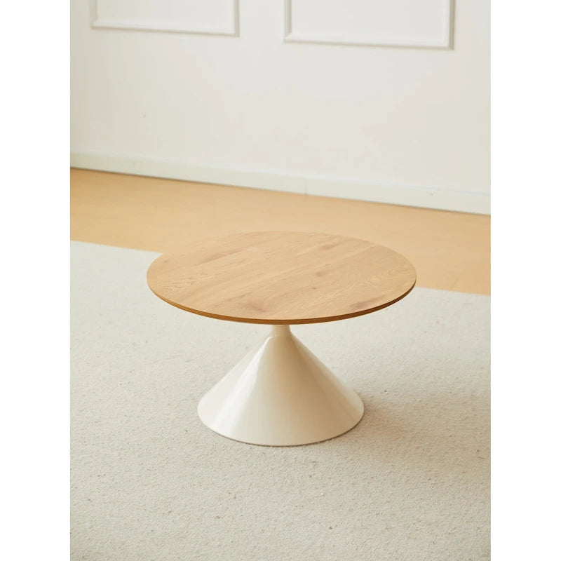 Modern Round Nesting Coffee Table Set with Carbon Steel Base
