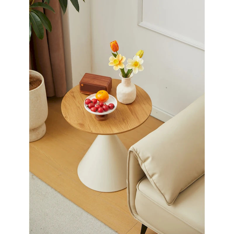 Modern Round Nesting Coffee Table Set with Carbon Steel Base