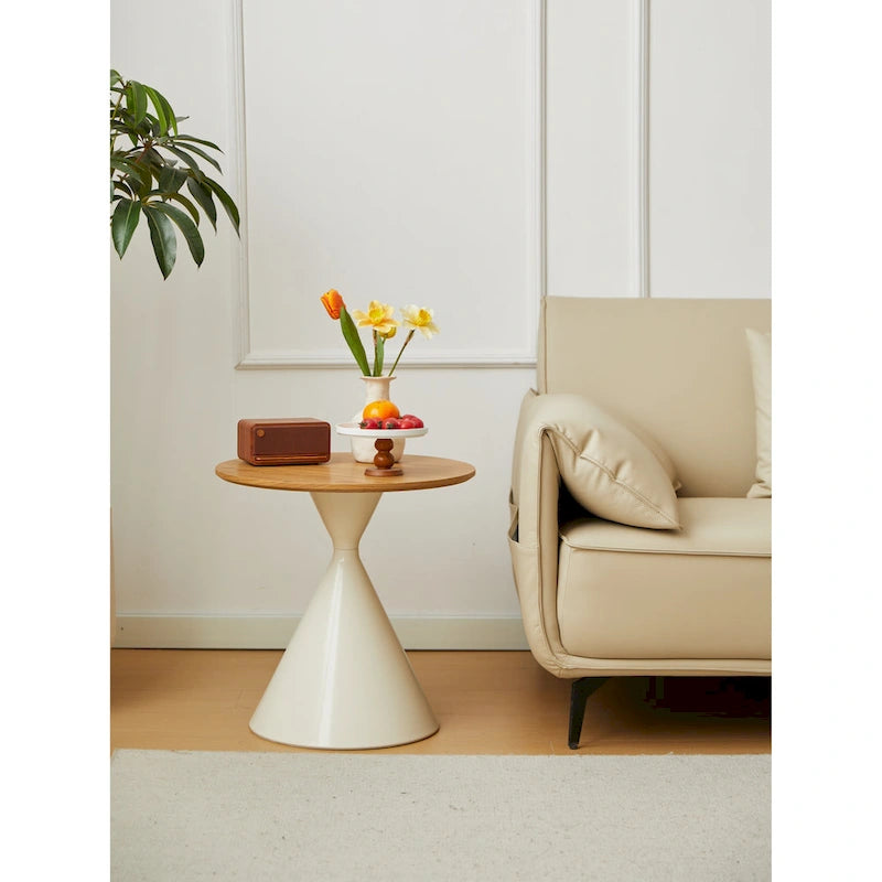 Modern Round Nesting Coffee Table Set with Carbon Steel Base