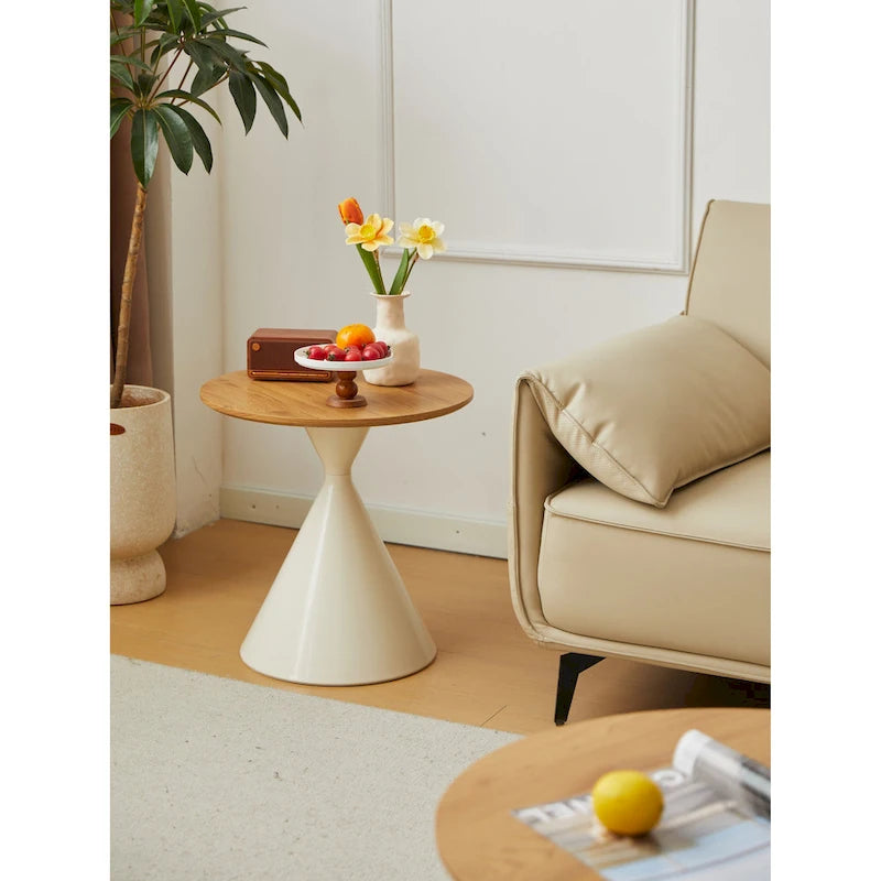Modern Round Nesting Coffee Table Set with Carbon Steel Base