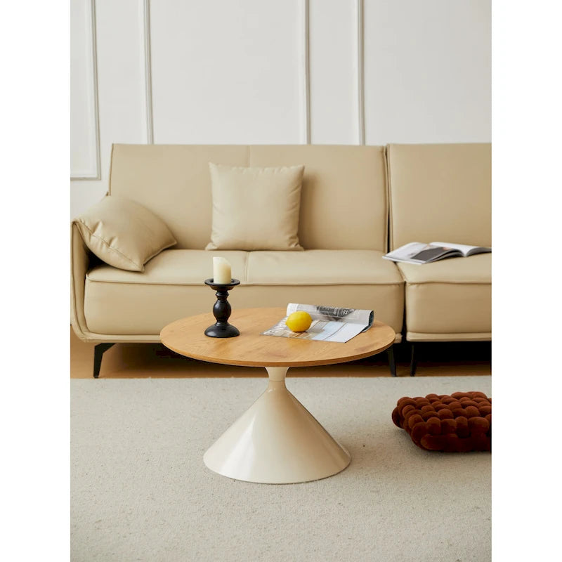 Modern Round Nesting Coffee Table Set with Carbon Steel Base