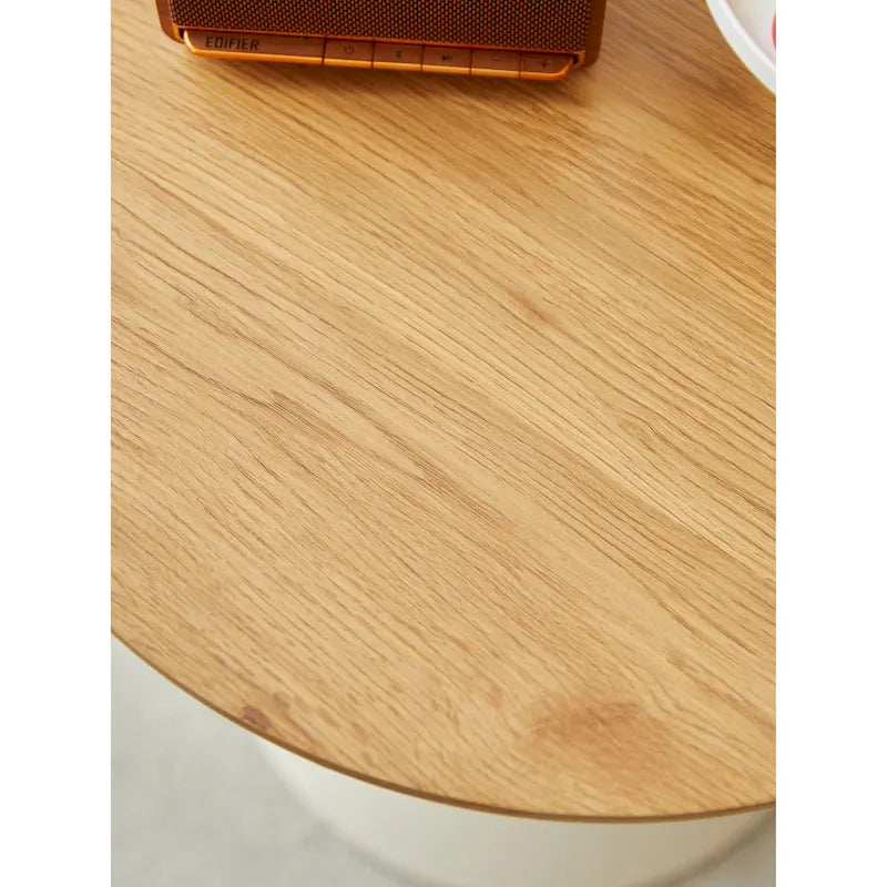 Modern Round Nesting Coffee Table Set with Carbon Steel Base