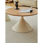 Modern Round Nesting Coffee Table Set with Carbon Steel Base