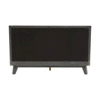 King Size Platform Bed, Gray Upholstered Headboard, Wood Frame