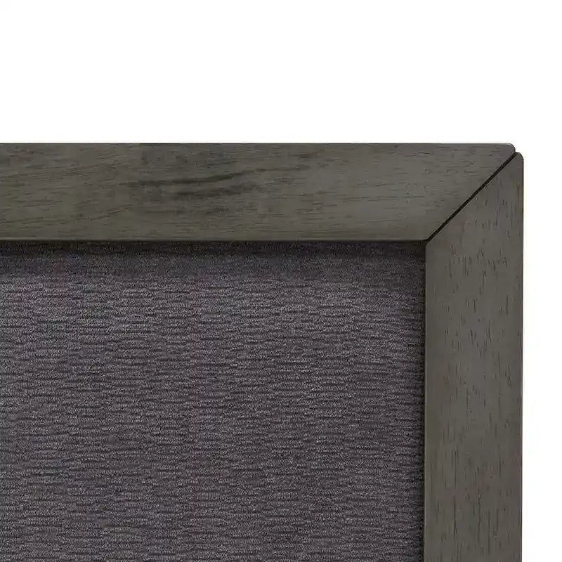 King Size Platform Bed, Gray Upholstered Headboard, Wood Frame