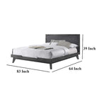 King Size Platform Bed, Gray Upholstered Headboard, Wood Frame