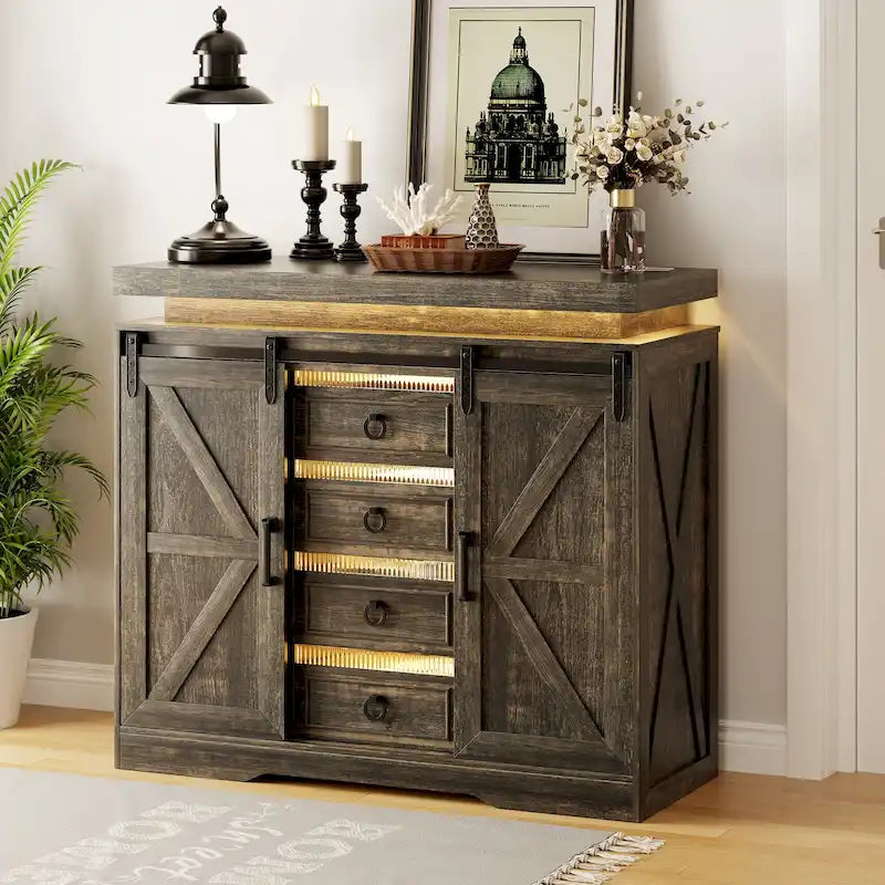5-Drawer Accent Cabinet with LED Lighting and Motion Sensor