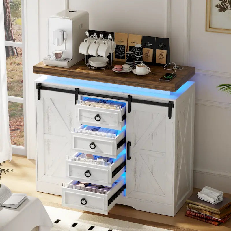 5-Drawer Accent Cabinet with LED Lighting and Motion Sensor