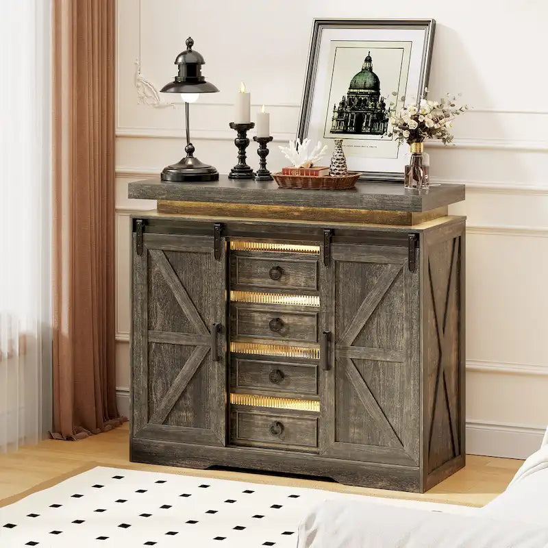 5-Drawer Accent Cabinet with LED Lighting and Motion Sensor