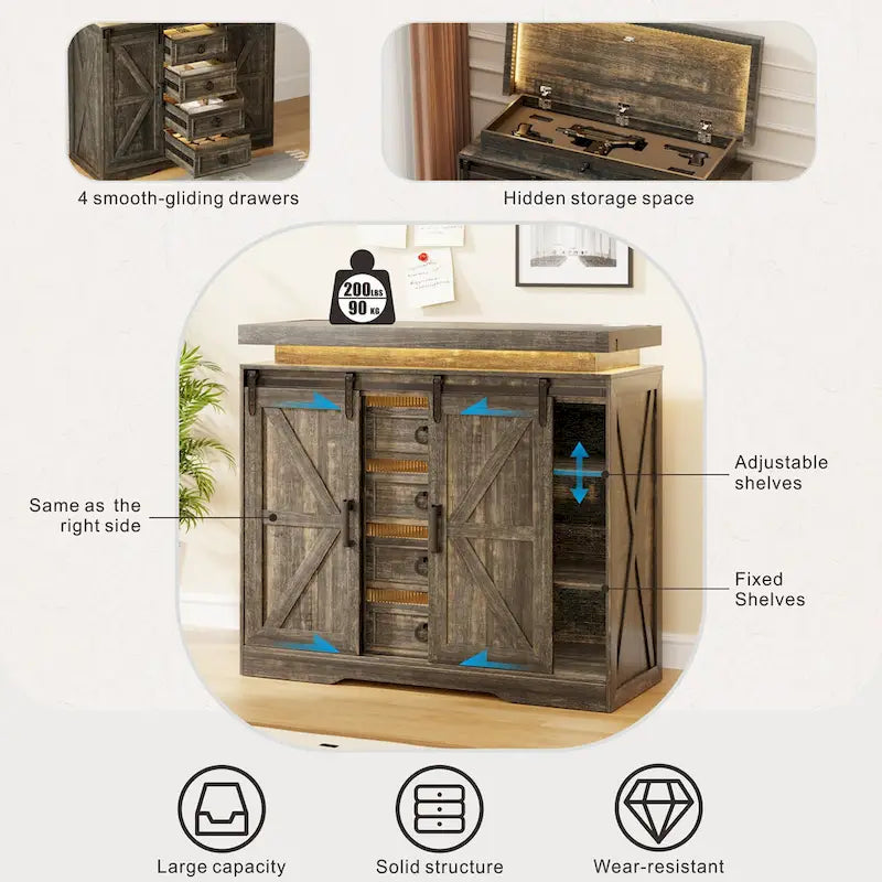 5-Drawer Accent Cabinet with LED Lighting and Motion Sensor