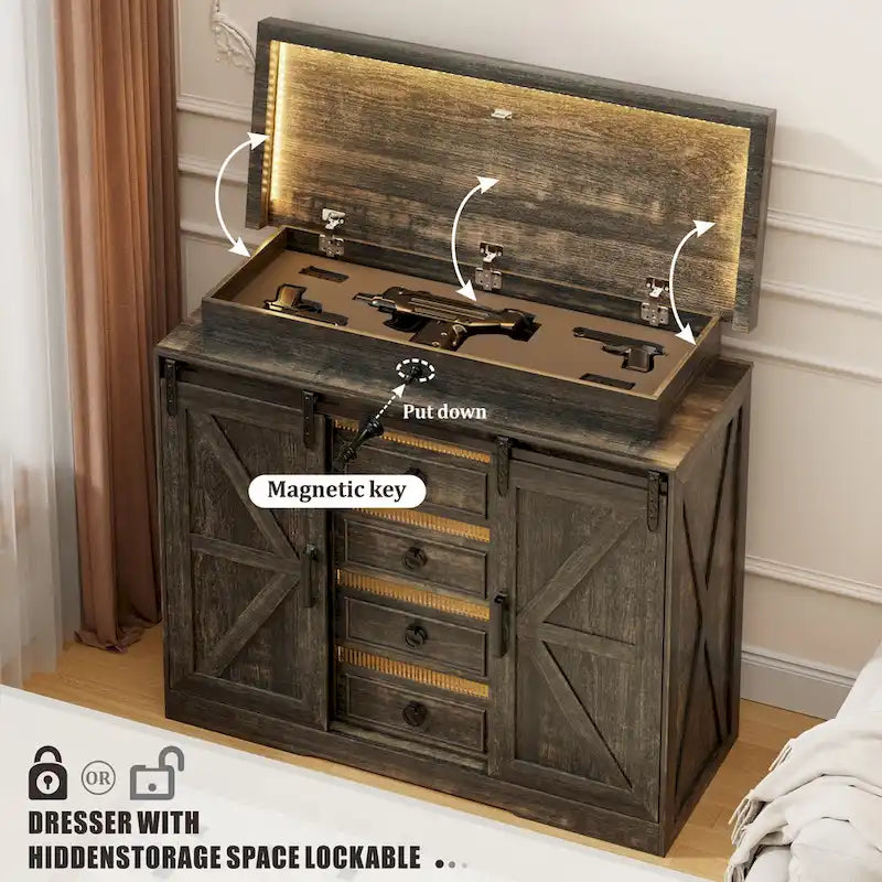5-Drawer Accent Cabinet with LED Lighting and Motion Sensor