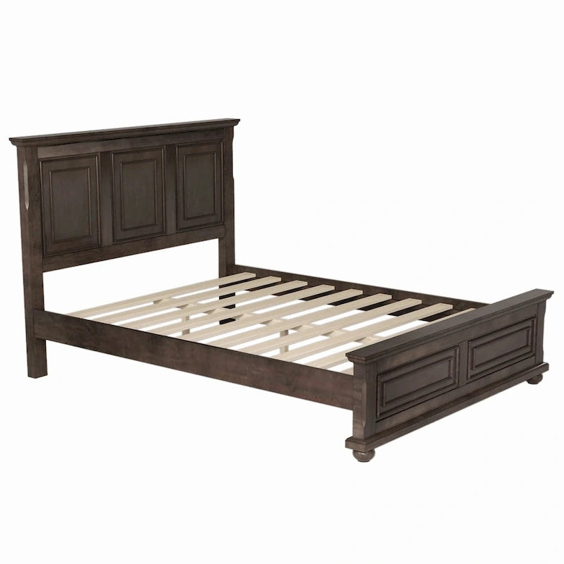 Vintage Style King Size Wooden Platform Bed with Fretwork Headboard