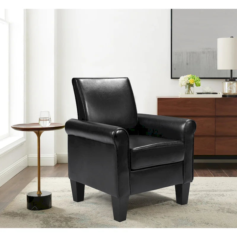 PU Leather Accent Armchair High Backrest Padded for Living Room Office
