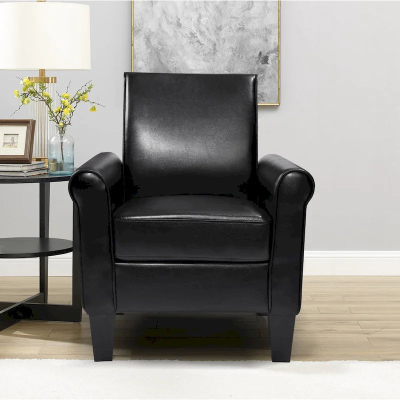 PU Leather Accent Armchair High Backrest Padded for Living Room Office