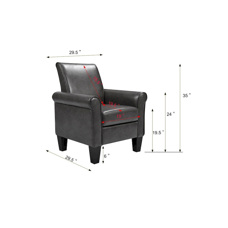 PU Leather Accent Armchair High Backrest Padded for Living Room Office