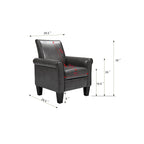 PU Leather Accent Armchair High Backrest Padded for Living Room Office