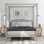 Himmelbett aus Kiefernholz mit Kopfteil und gewaschenem Finish