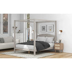 Himmelbett aus Kiefernholz mit Kopfteil und gewaschenem Finish