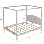 Himmelbett aus Kiefernholz mit Kopfteil und gewaschenem Finish