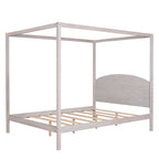 Himmelbett aus Kiefernholz mit Kopfteil und gewaschenem Finish