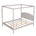 Himmelbett aus Kiefernholz mit Kopfteil und gewaschenem Finish