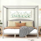 Himmelbett aus Kiefernholz mit Kopfteil und gewaschenem Finish