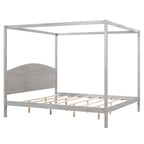 Himmelbett aus Kiefernholz mit Kopfteil und gewaschenem Finish