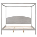 Himmelbett aus Kiefernholz mit Kopfteil und gewaschenem Finish