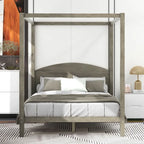 Himmelbett aus Kiefernholz mit Kopfteil und gewaschenem Finish
