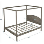 Himmelbett aus Kiefernholz mit Kopfteil und gewaschenem Finish
