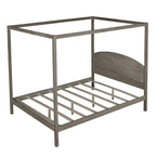 Himmelbett aus Kiefernholz mit Kopfteil und gewaschenem Finish