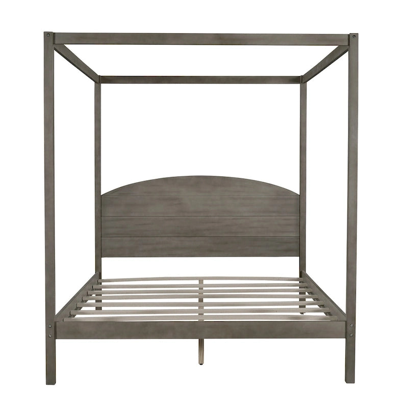 Himmelbett aus Kiefernholz mit Kopfteil und gewaschenem Finish