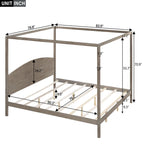 Himmelbett aus Kiefernholz mit Kopfteil und gewaschenem Finish