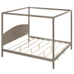 Himmelbett aus Kiefernholz mit Kopfteil und gewaschenem Finish