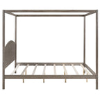 Himmelbett aus Kiefernholz mit Kopfteil und gewaschenem Finish