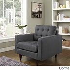 Mid-Century Modern Button-Tufted Upholstered Accent Armchair