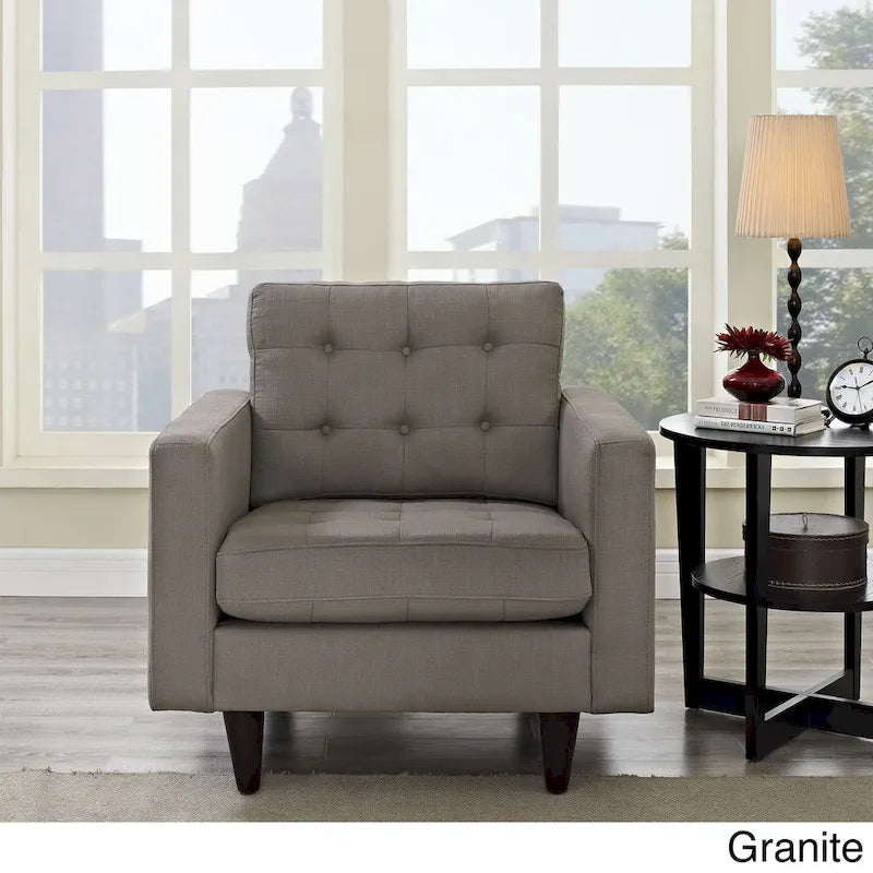 Mid-Century Modern Button-Tufted Upholstered Accent Armchair