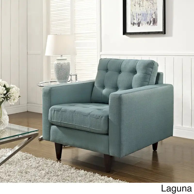 Mid-Century Modern Button-Tufted Upholstered Accent Armchair