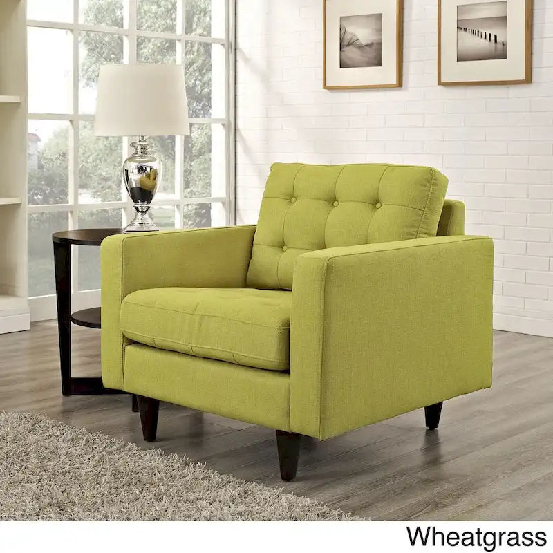 Mid-Century Modern Button-Tufted Upholstered Accent Armchair