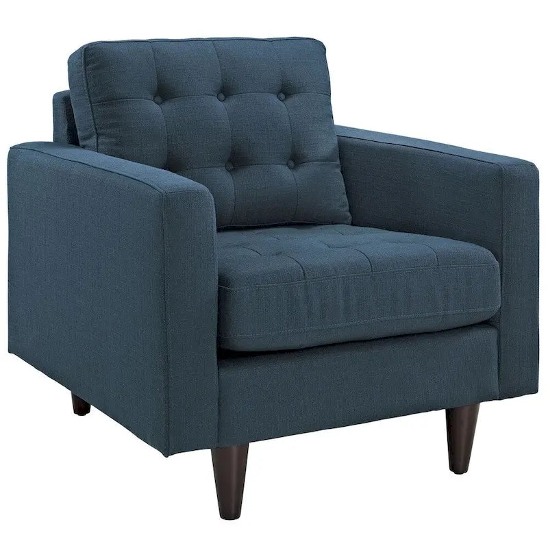 Mid-Century Modern Button-Tufted Upholstered Accent Armchair